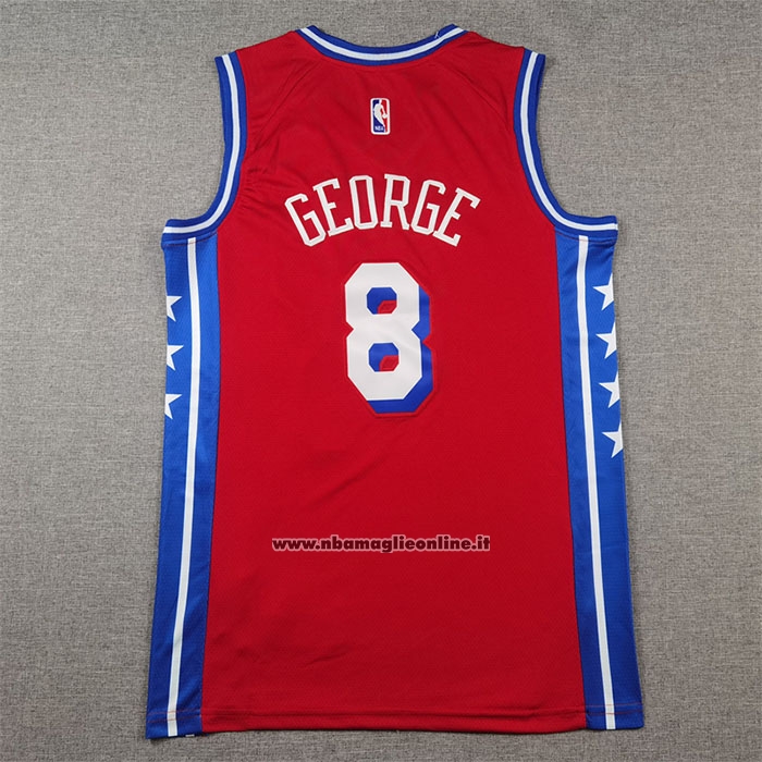 Maglia Philadelphia 76ers Paul George #8 Statement 2024-25 Rosso